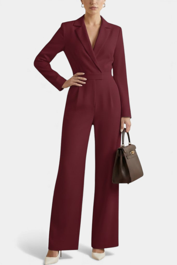 Ximena | High-Waisted Long Sleeve Jumpsuit Featuring Pockets