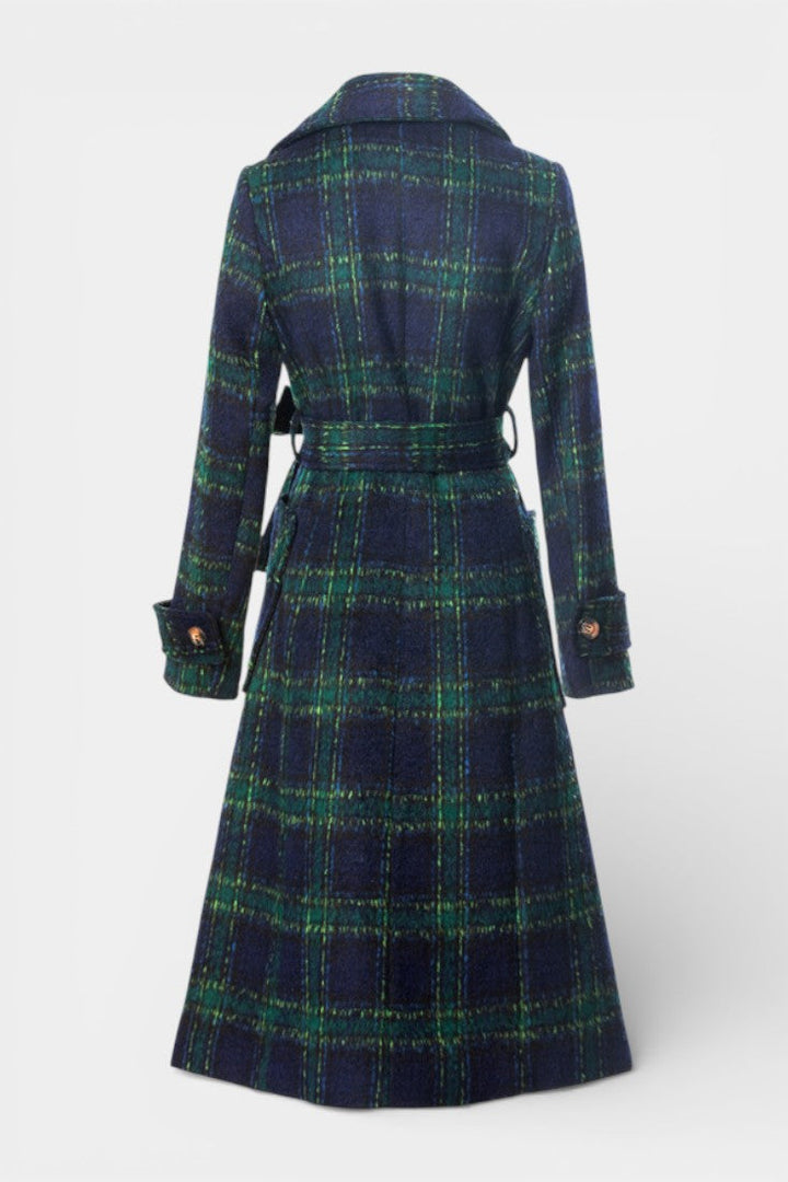 Blue-Green Lara Long Crossed Coat