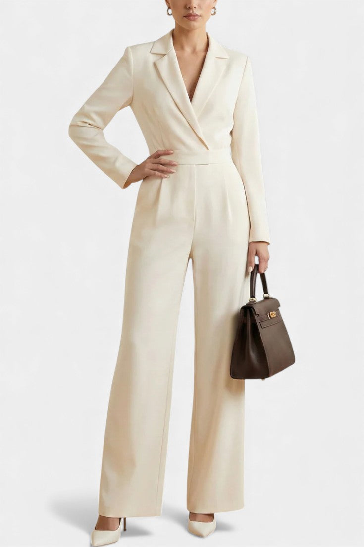 Ximena | High-Waisted Long Sleeve Jumpsuit Featuring Pockets