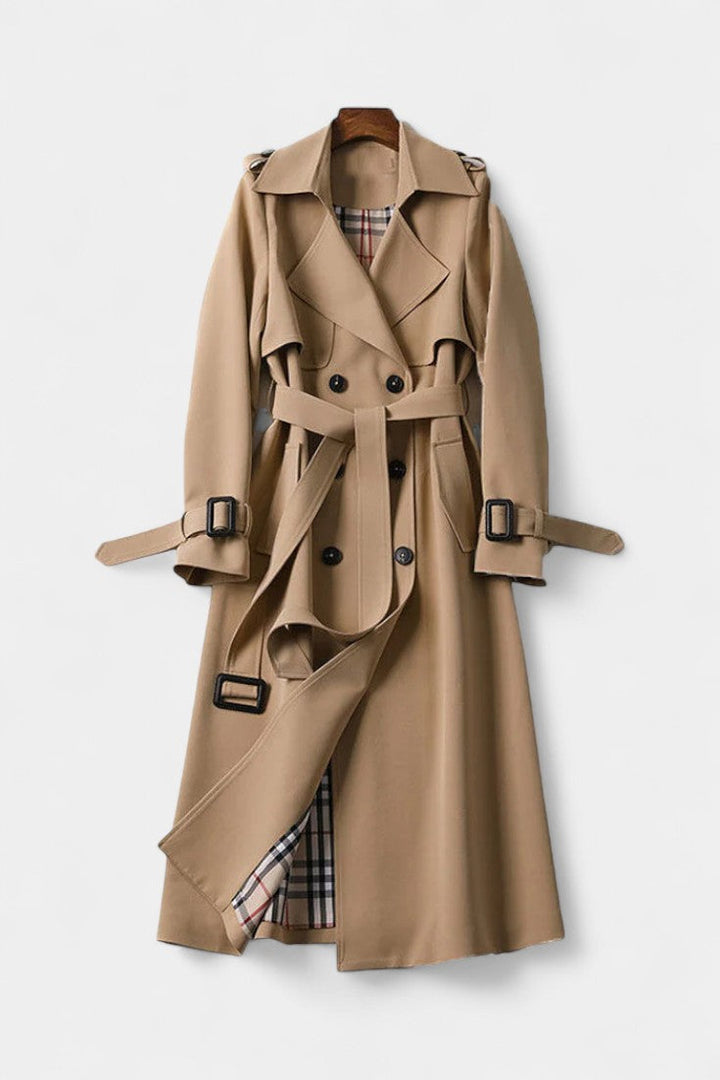 Double-Breasted Long Coat with Belt