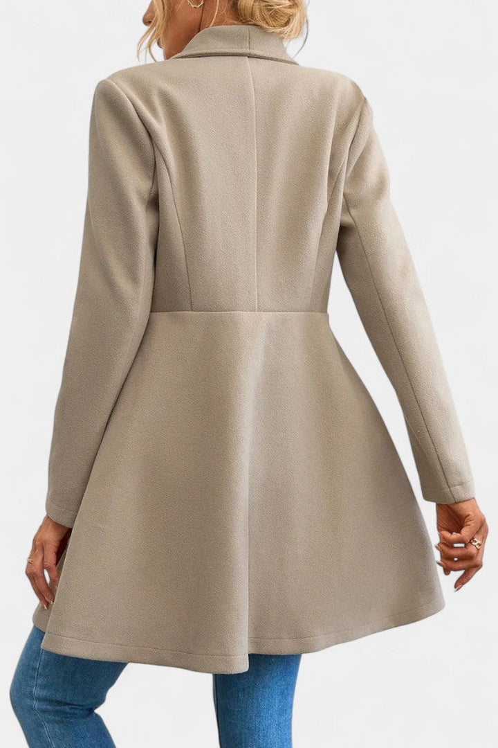 Floriane Double-Breasted Reversible Peplum Coat