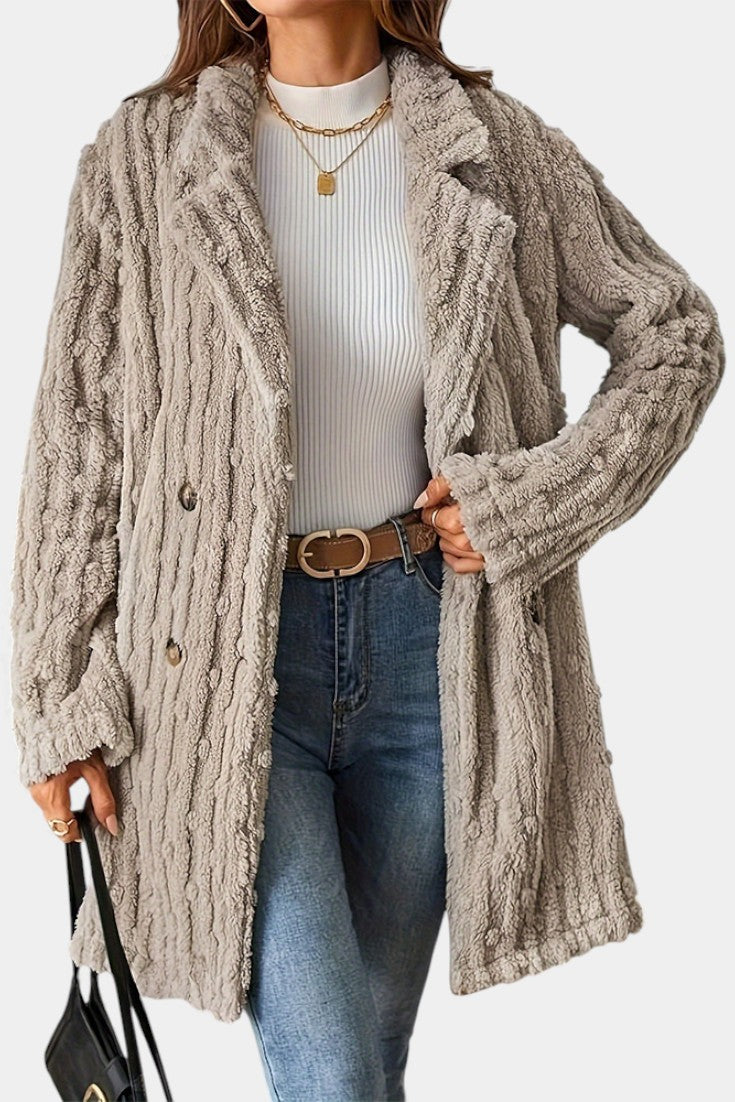 Ceres Mid-Thigh Casual Double-Breasted Jacket