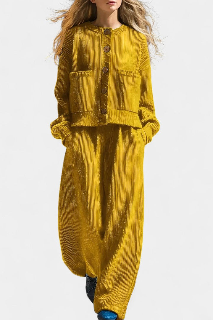 Magali Knit Cardigan & Wide-Leg Pants Ensemble