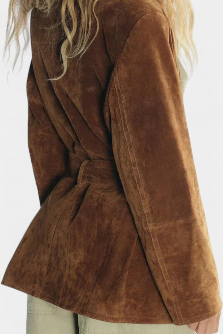 Kemina Classic Reversible Suede Leather Belt Jacket
