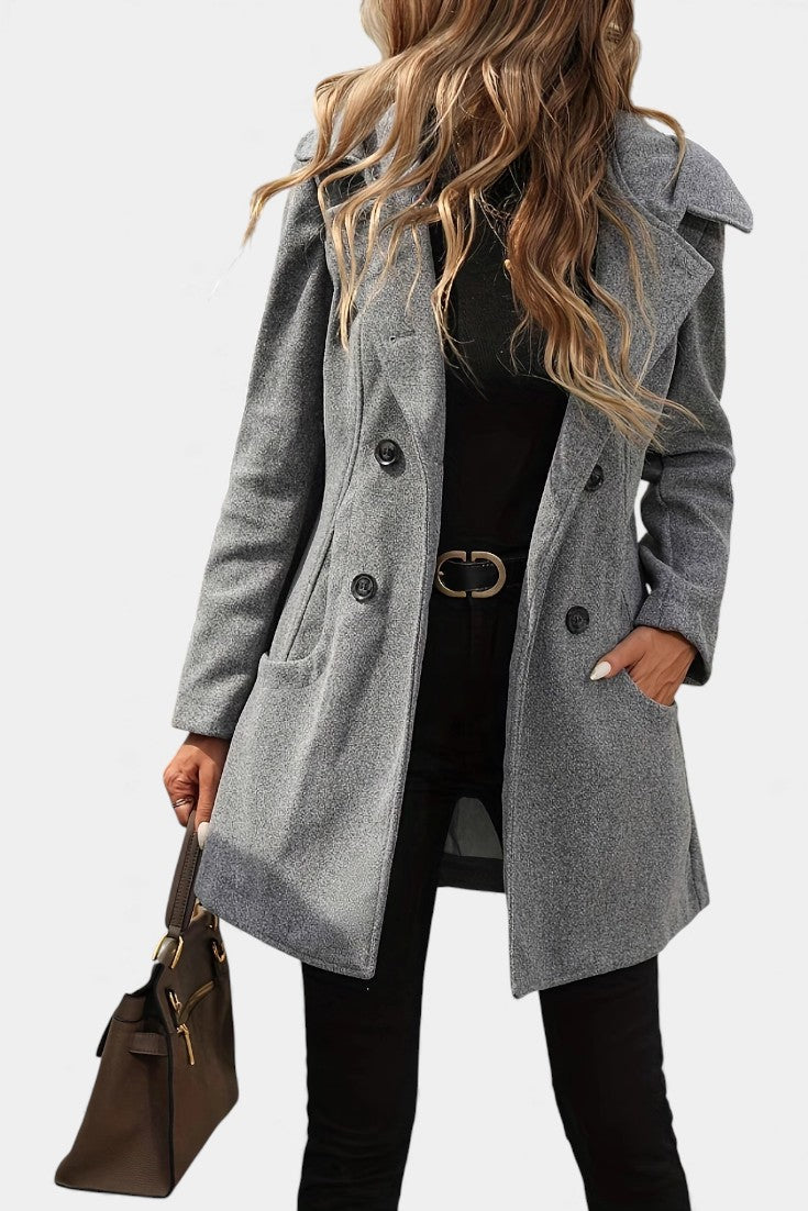 Lada Long Sleeve Double-Breasted Hooded Coat
