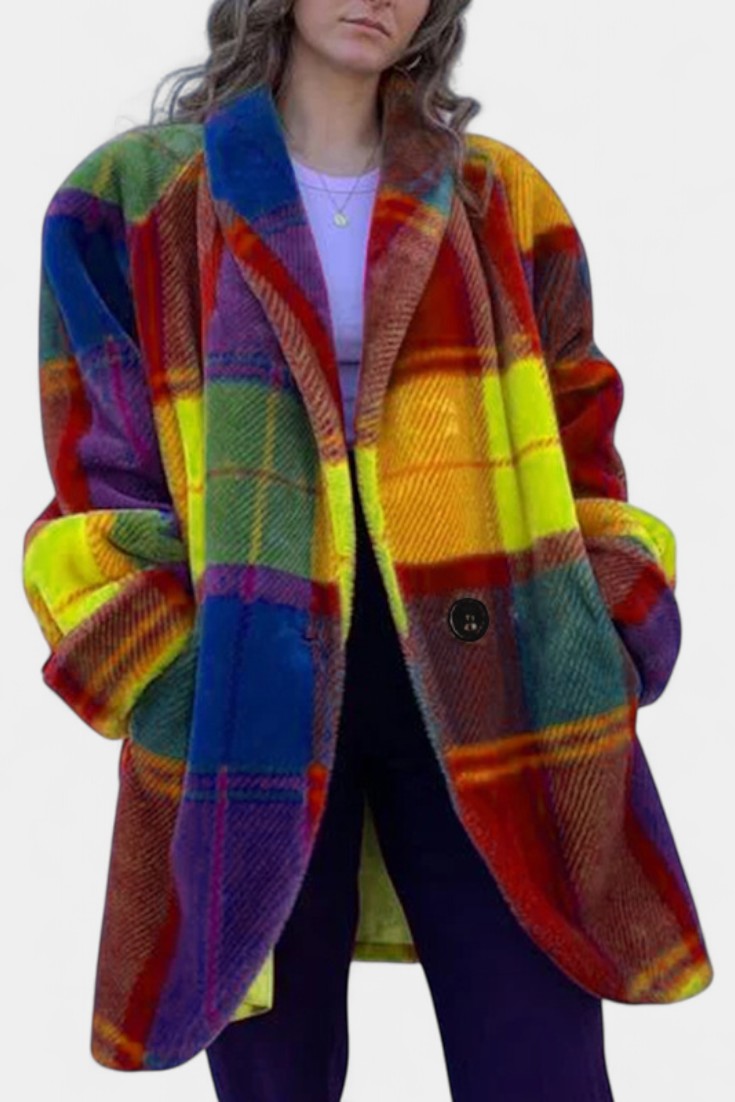 Glazel Classic Plaid Long Oversized Coat