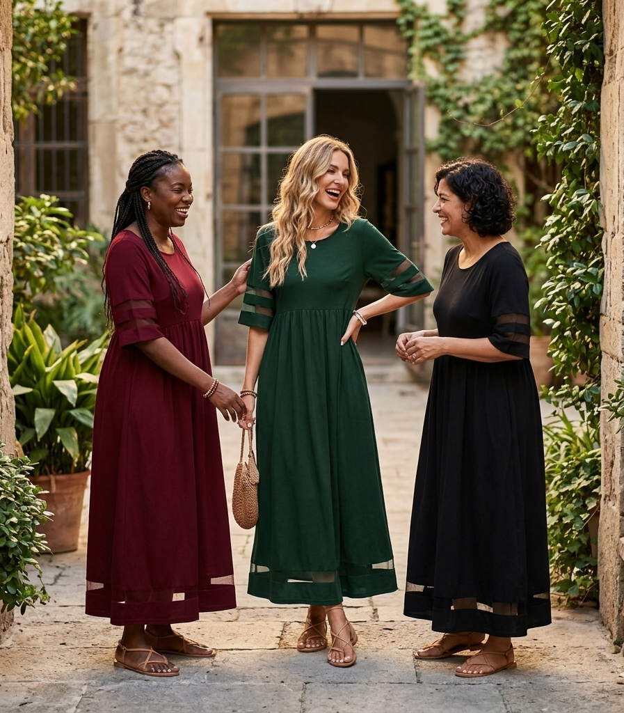 Aubrey™ – Flattering Tummy-Smoothing Midi Dress