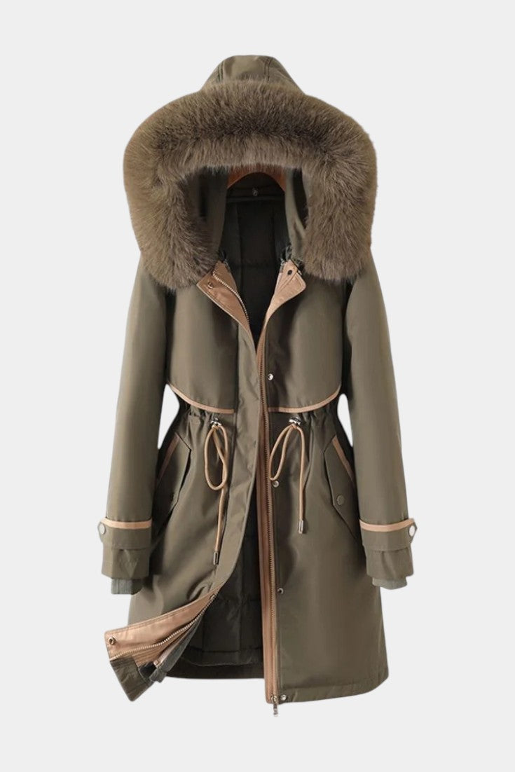 Deyanira Long Waterproof Parka with Faux Fur Interior