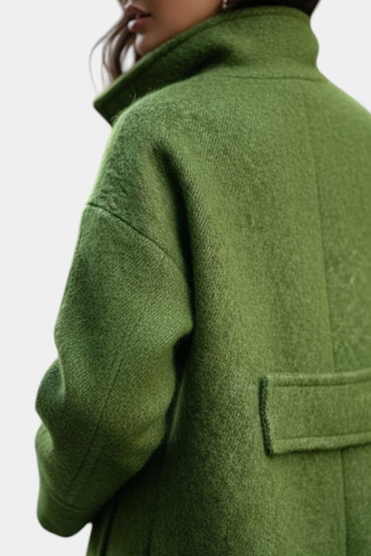 Camile Oversized Double-Breasted Long Coat with Notched Collar