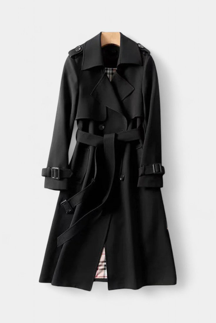 Double-Breasted Long Coat with Belt