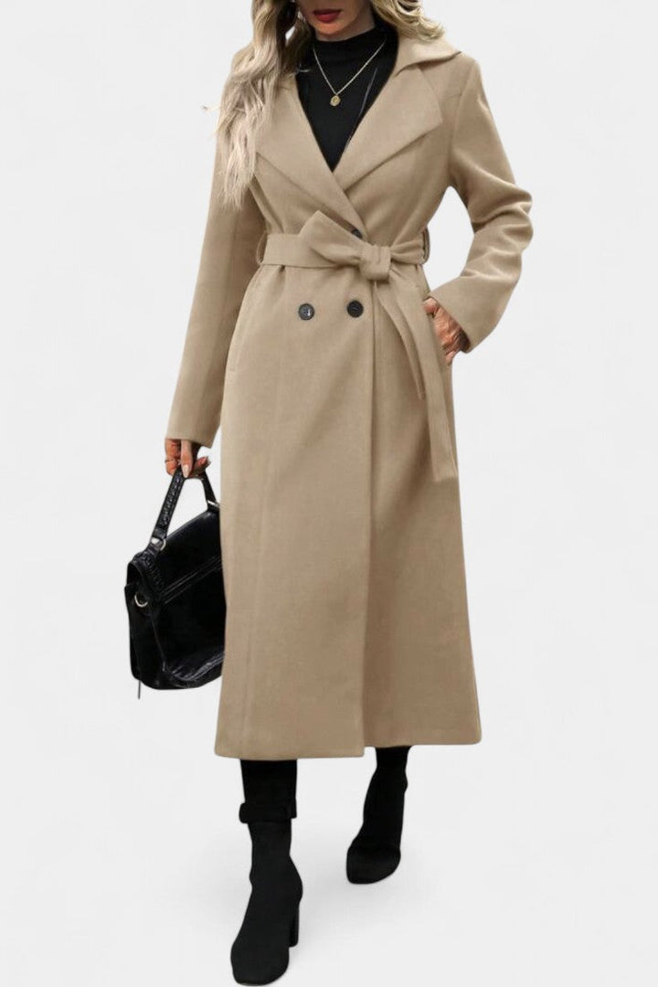 Mélissandre Double-Breasted Checkered Coat with Notched Collar