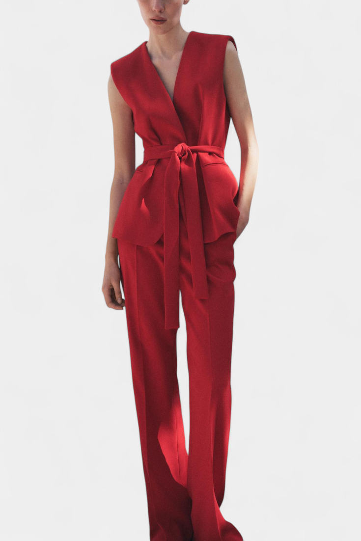 Carlen Belted Gilet and Wide-Leg Pant Set
