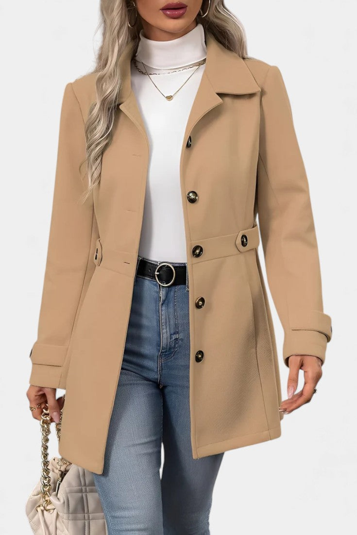 Maroussia Lapel Long Jacket with Button Closure