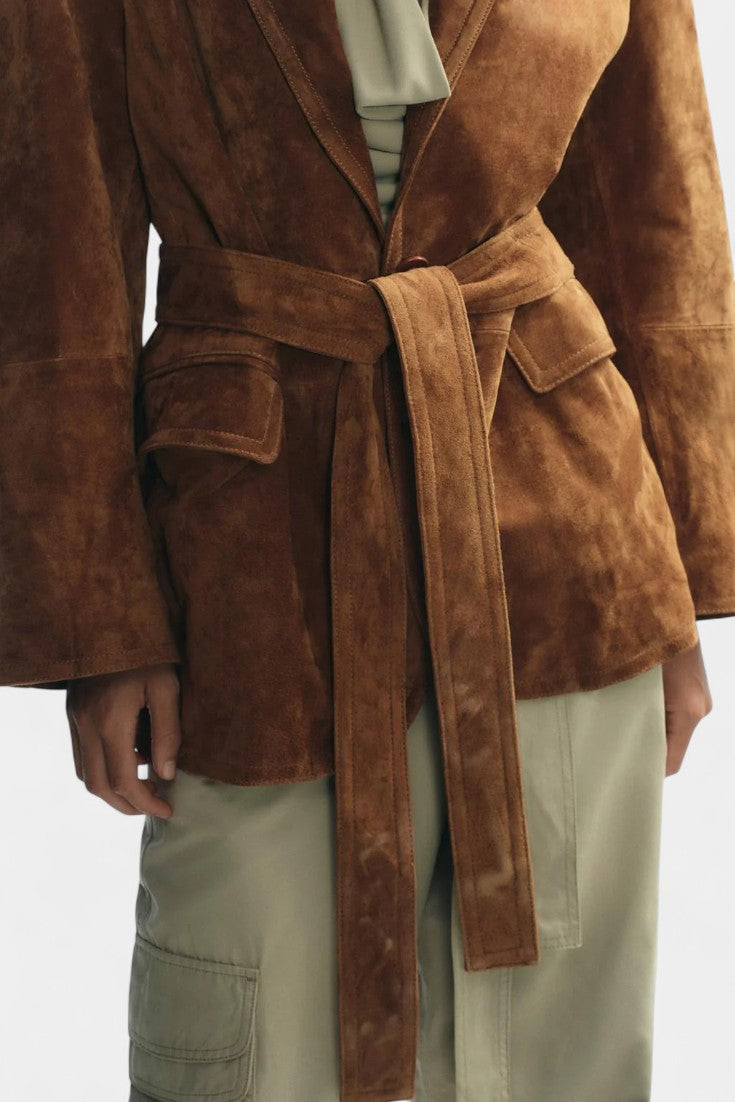 Kemina Classic Reversible Suede Leather Belt Jacket