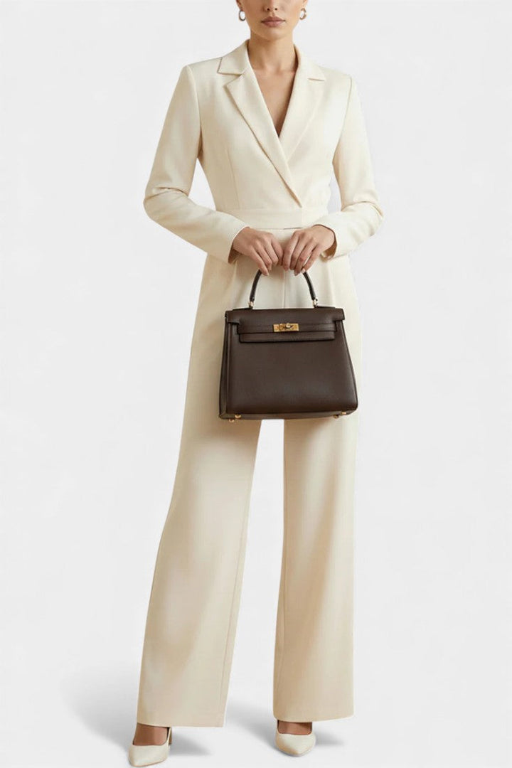 Ximena | High-Waisted Long Sleeve Jumpsuit Featuring Pockets