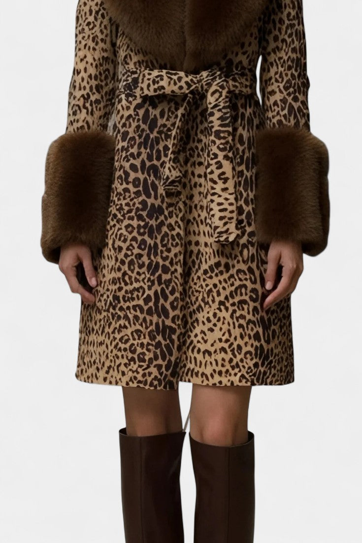 Relaxed Fit Plush Leopard Print Coat by Marguerite