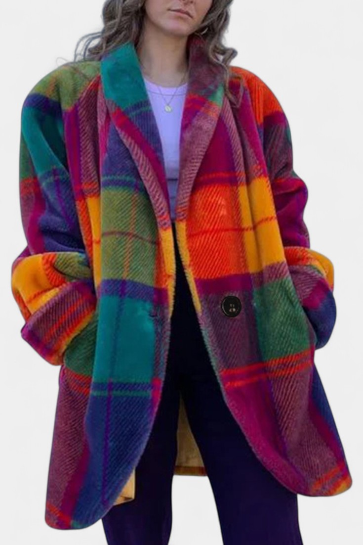 Glazel Classic Plaid Long Oversized Coat