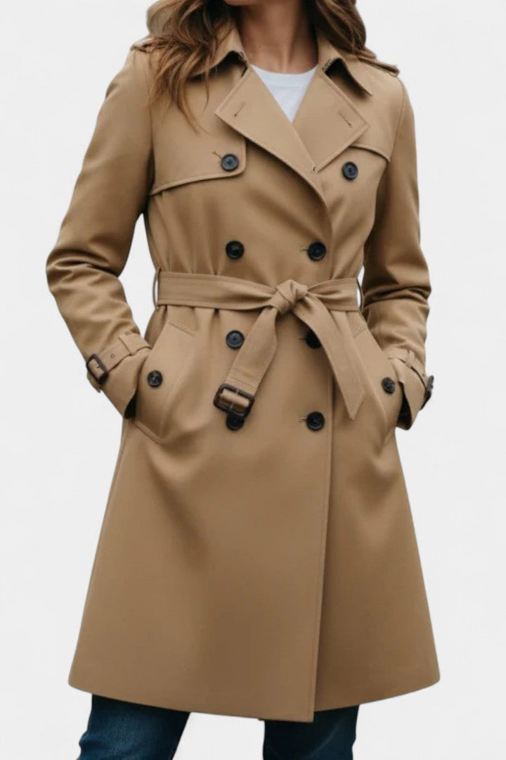 Double-Breasted Long Coat with Belt