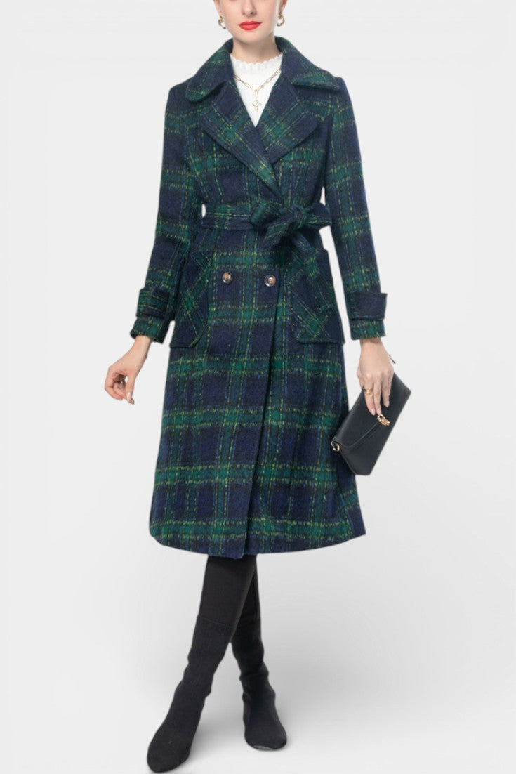 Blue-Green Lara Long Crossed Coat