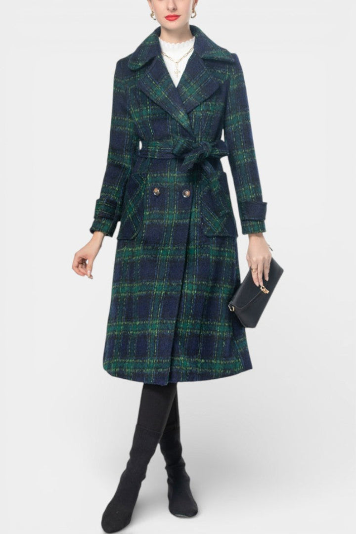 Blue-Green Lara Long Crossed Coat