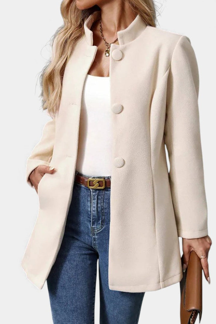 Lyana Long Sleeve Coat with High Collar