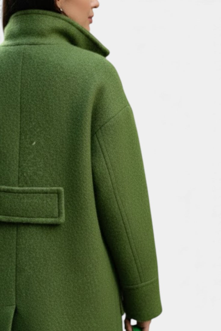 Camile Oversized Double-Breasted Long Coat with Notched Collar