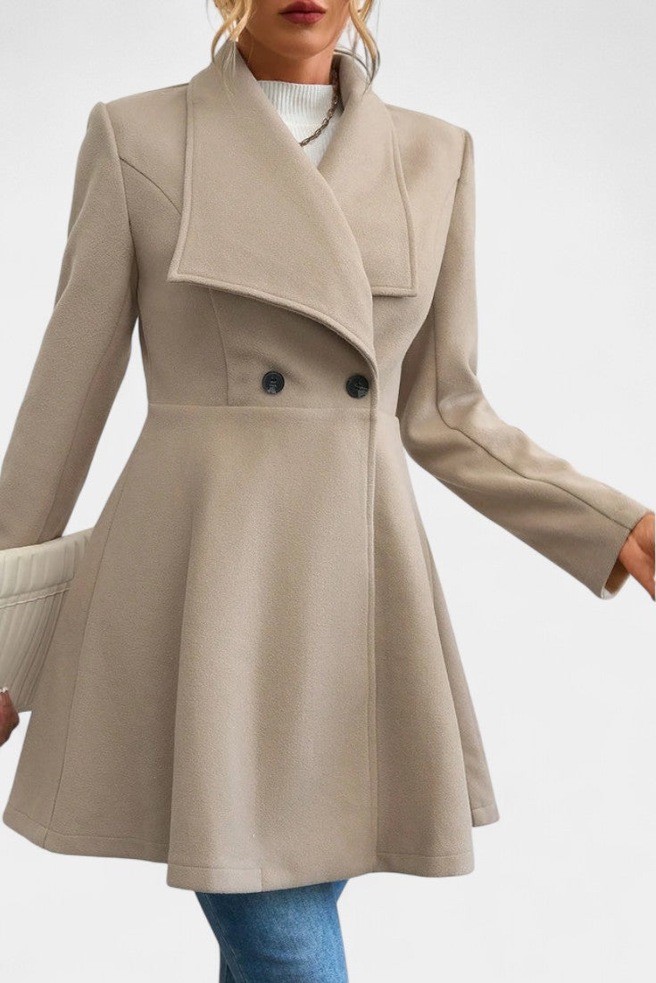 Floriane Double-Breasted Reversible Peplum Coat
