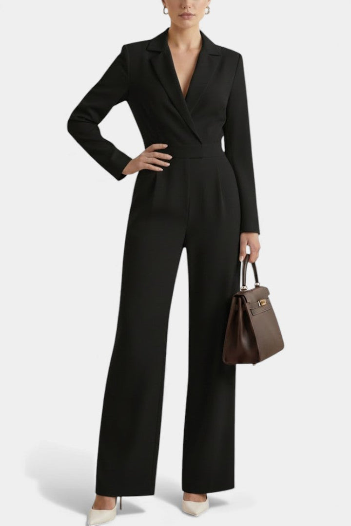 Ximena | High-Waisted Long Sleeve Jumpsuit Featuring Pockets