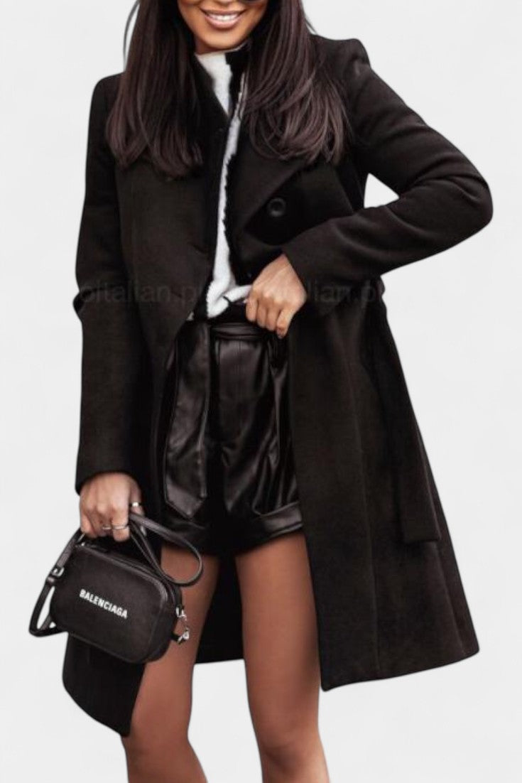 Kaya Belted Long Trench Coat with Straight Fit