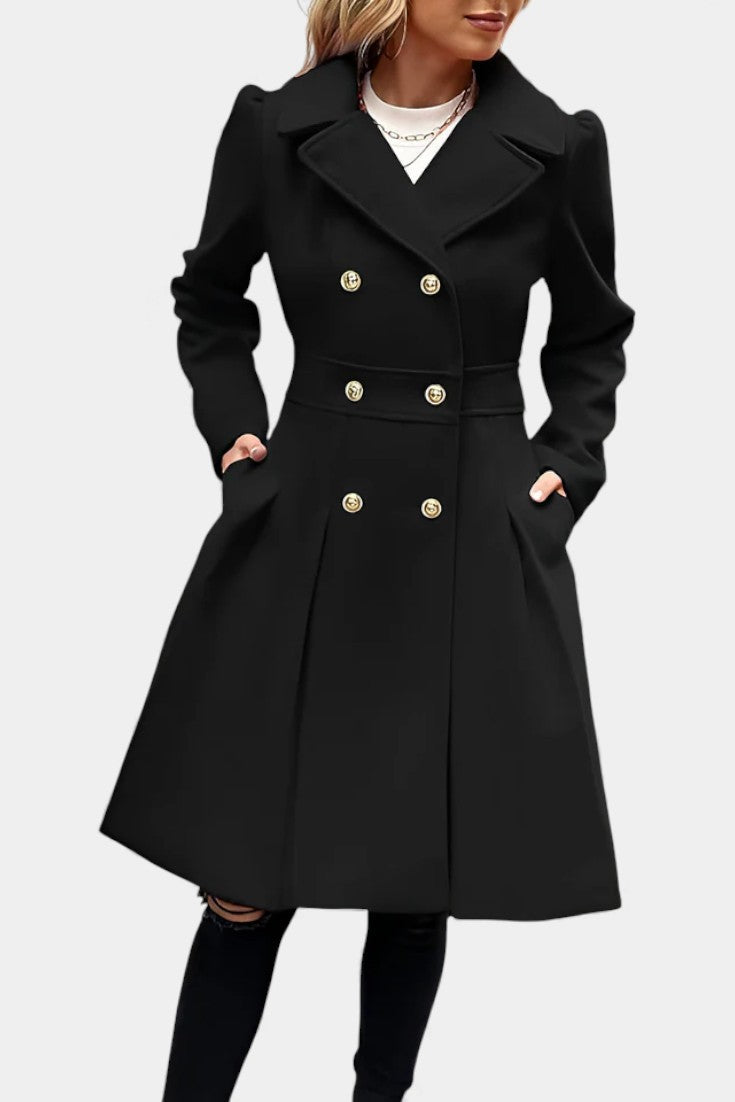 Philia Double-Breasted A-Line Peacoat