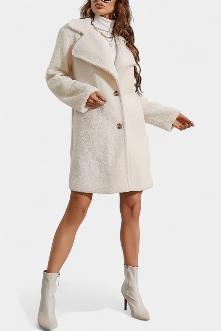 Lyra Long Minimalist Coat Featuring Sleek Button Design