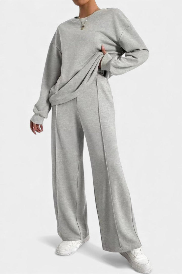 Tiara Relaxed Fit Sweatshirt & High-Waisted Trousers Set