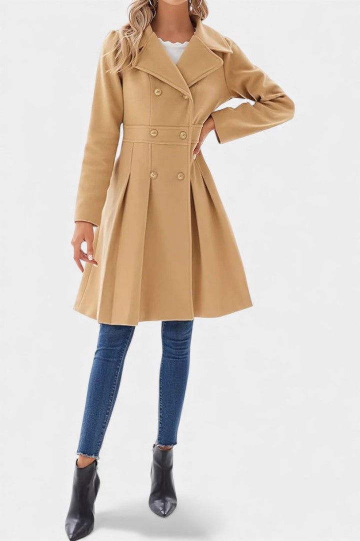 Philia Double-Breasted A-Line Peacoat