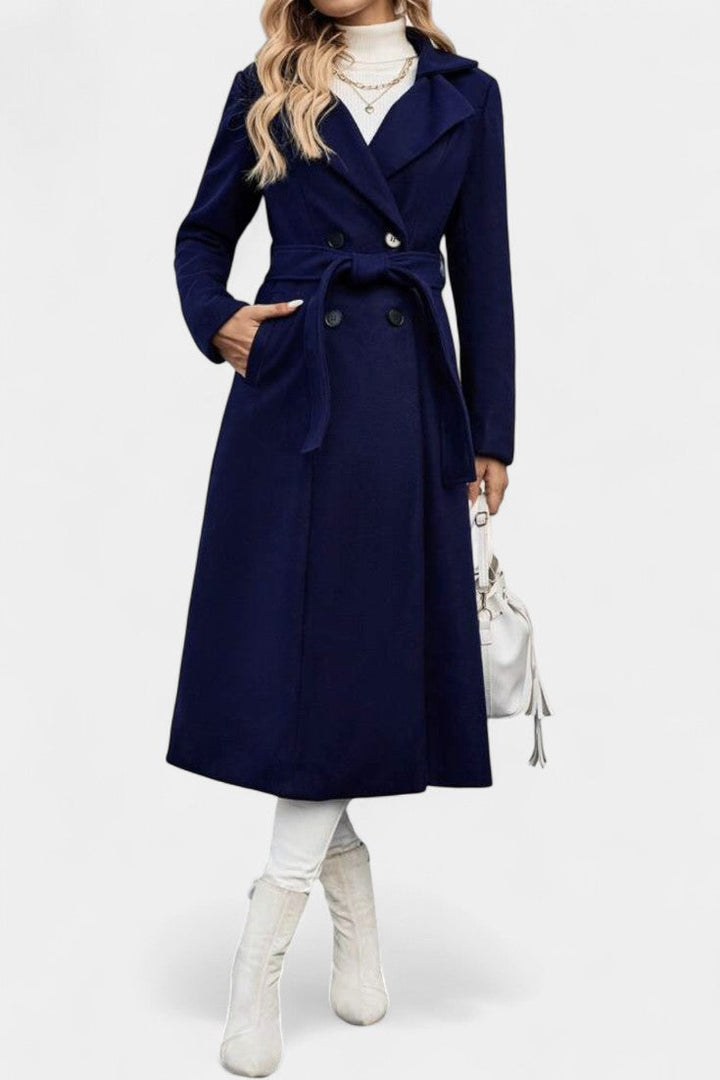 Mélissandre Double-Breasted Checkered Coat with Notched Collar