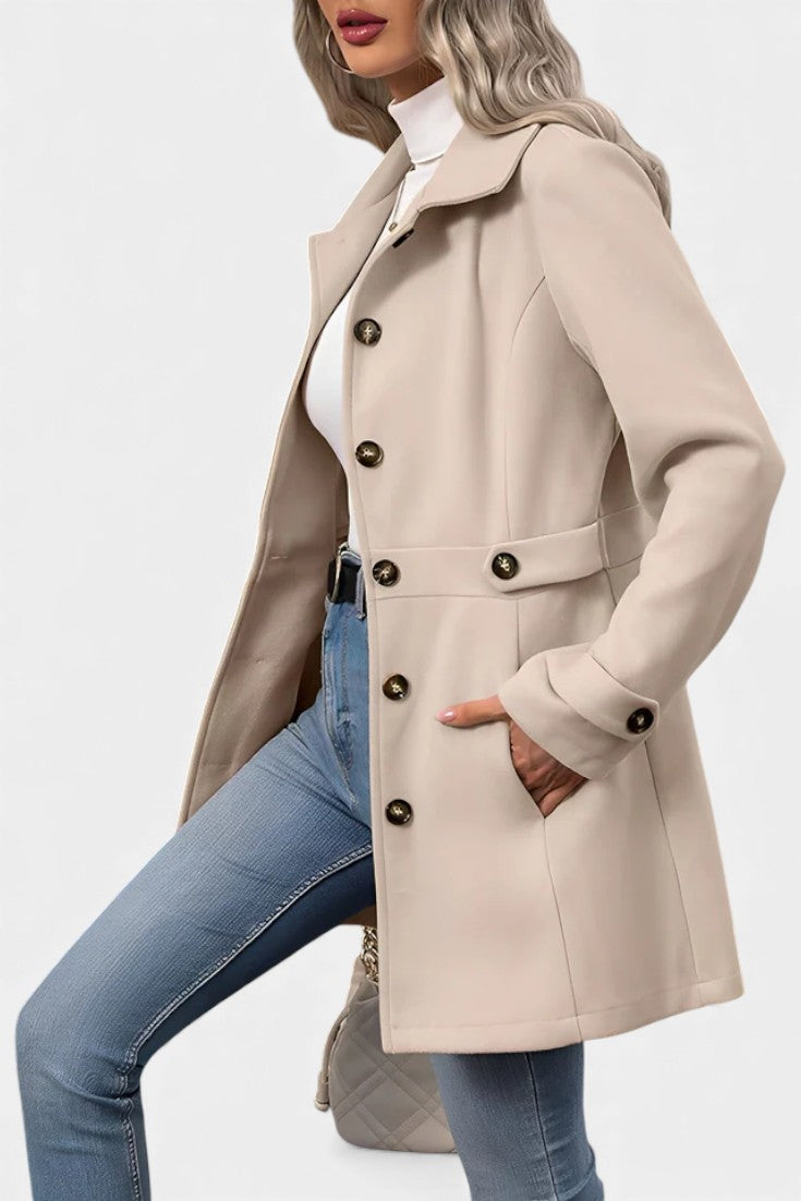 Maroussia Lapel Long Jacket with Button Closure