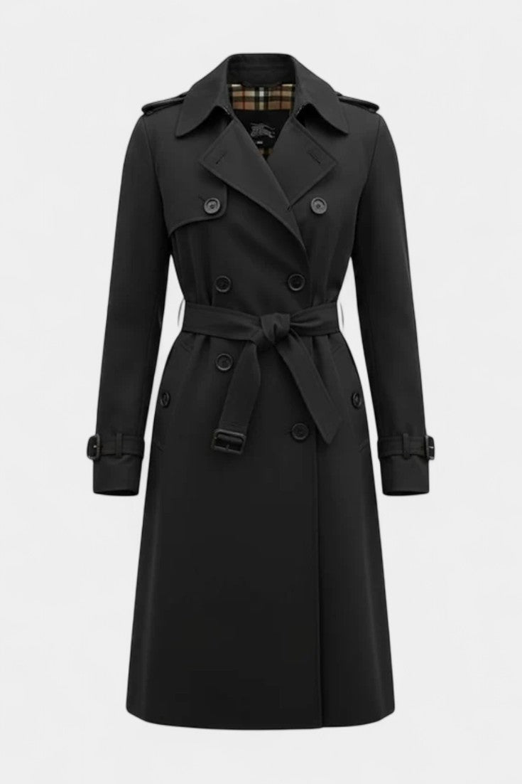 Double-Breasted Long Coat with Belt