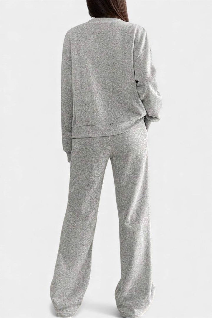 Vellina Cozy Cardigan Jacket & Wide-Leg Pants Set