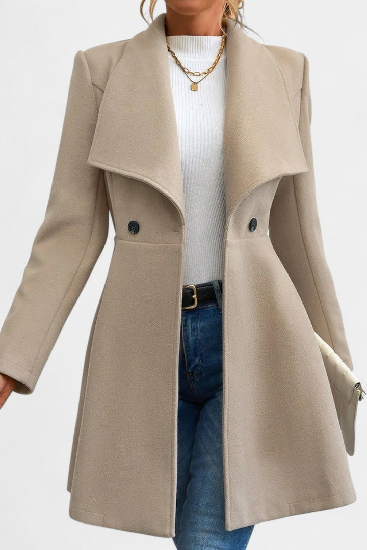 Floriane Double-Breasted Reversible Peplum Coat