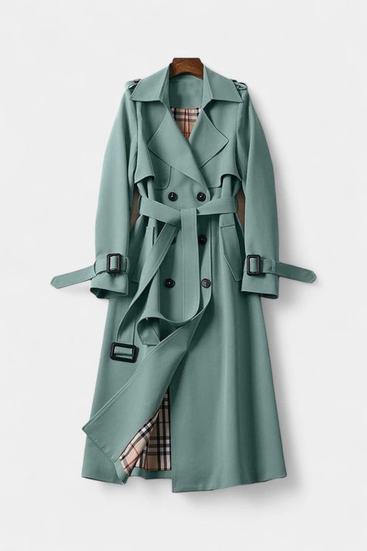 Double-Breasted Long Coat with Belt