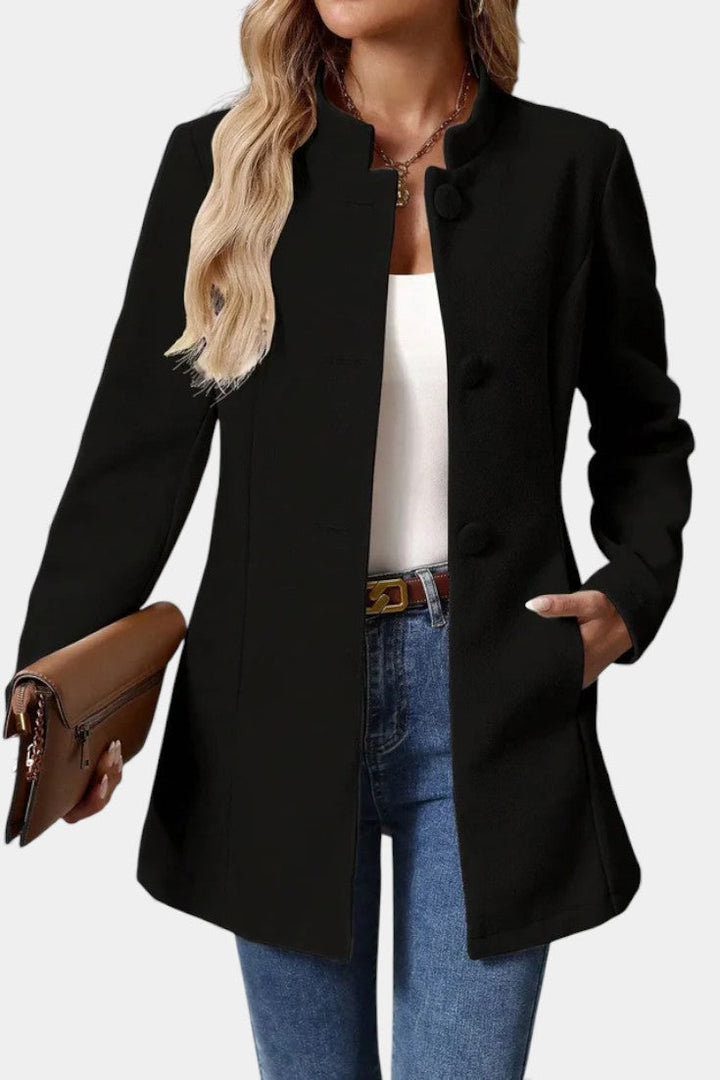 Lyana Long Sleeve Coat with High Collar