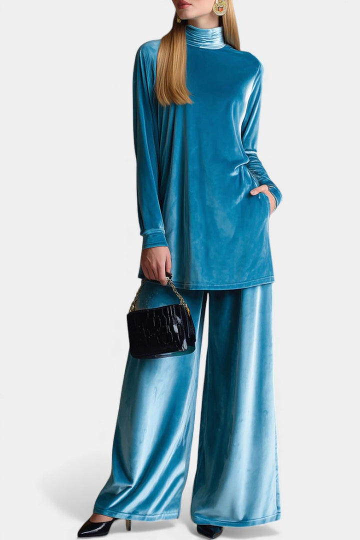Tifenn Velvet High Neck Split Jumpsuit