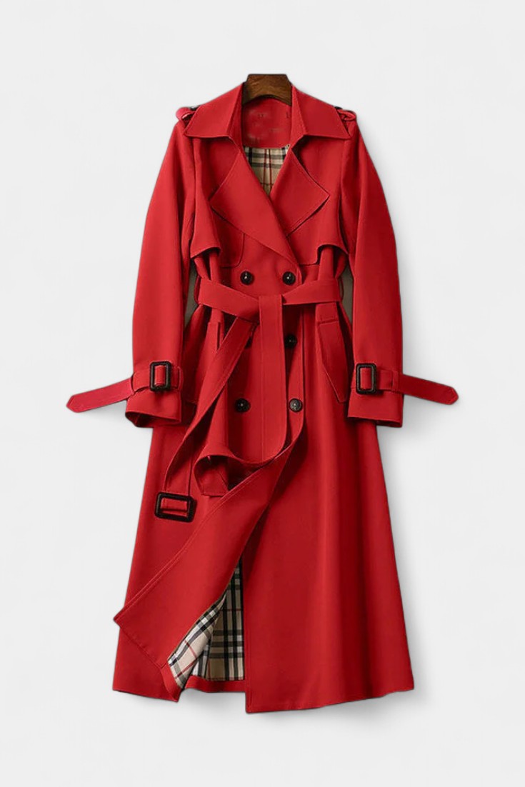 Double-Breasted Long Coat with Belt