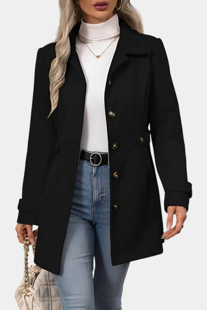 Maroussia Lapel Long Jacket with Button Closure