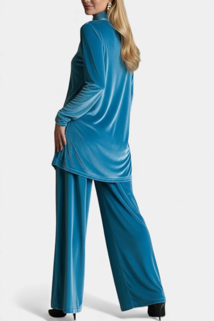Tifenn Velvet High Neck Split Jumpsuit