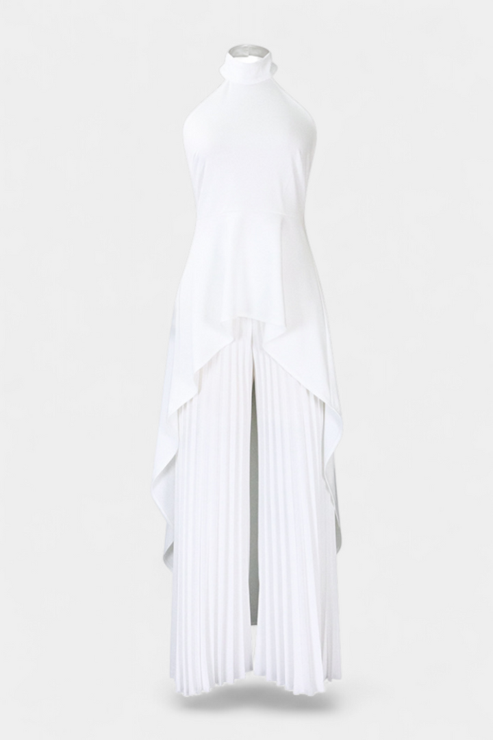 Chrysoula Asymmetrical Sleeveless Outfit with Pleated Trousers