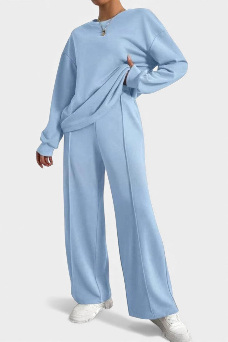 Tiara Relaxed Fit Sweatshirt & High-Waisted Trousers Set