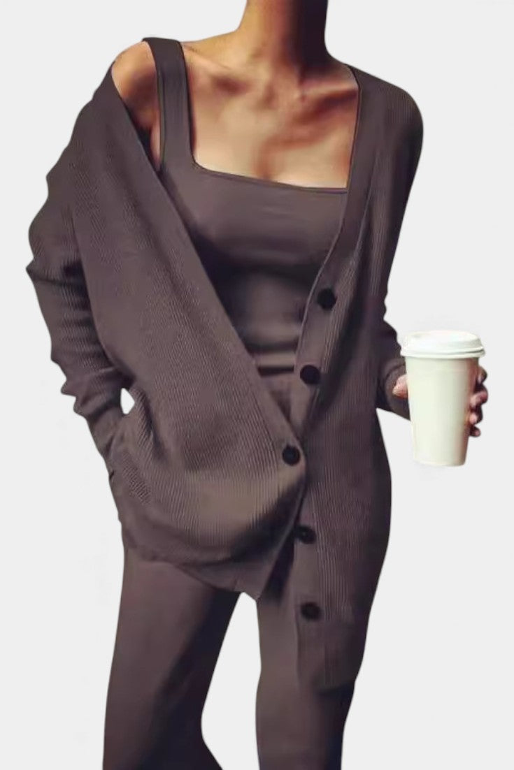 Clélia Cozy Knit Three-Piece Ensemble