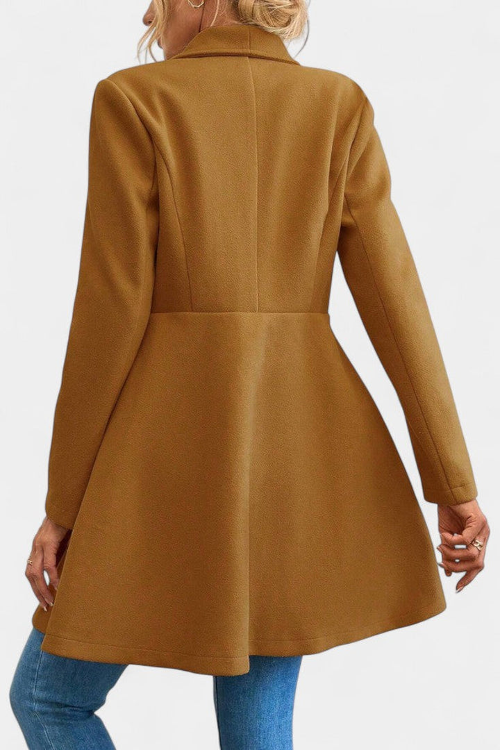 Floriane Double-Breasted Reversible Peplum Coat