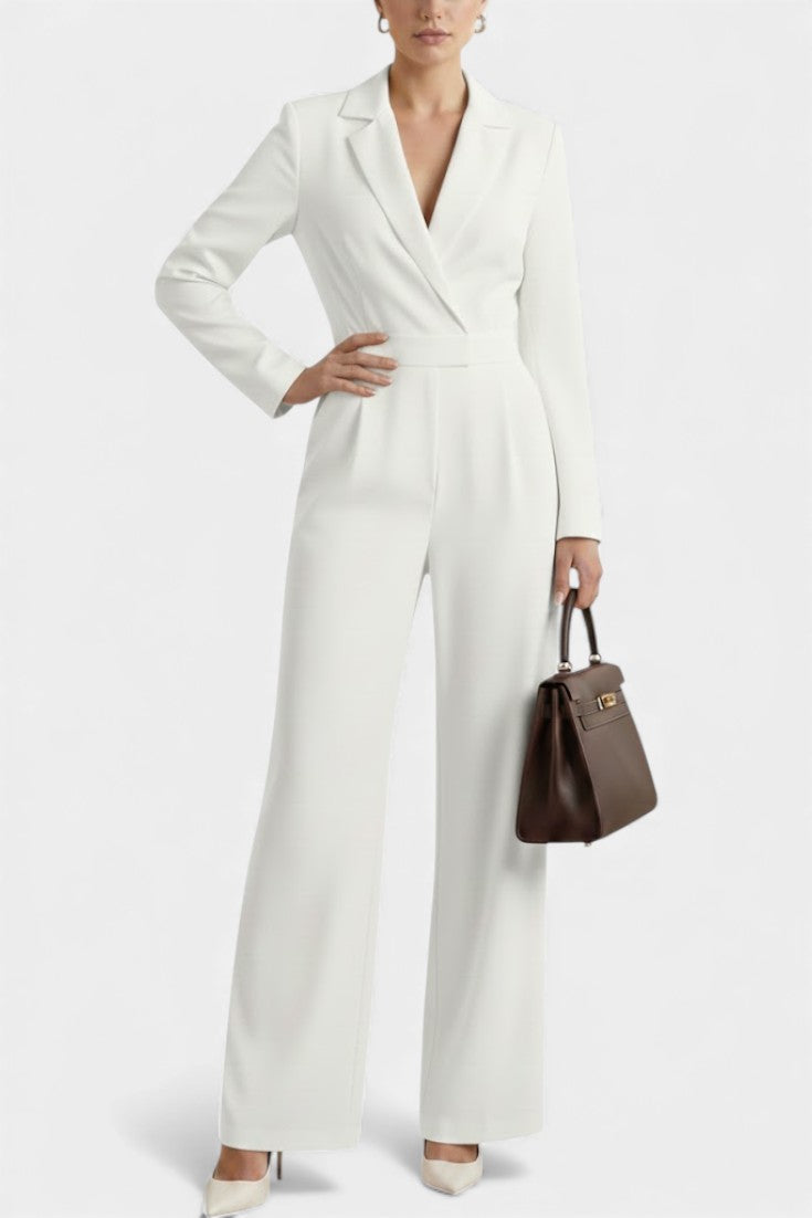 Ximena | High-Waisted Long Sleeve Jumpsuit Featuring Pockets