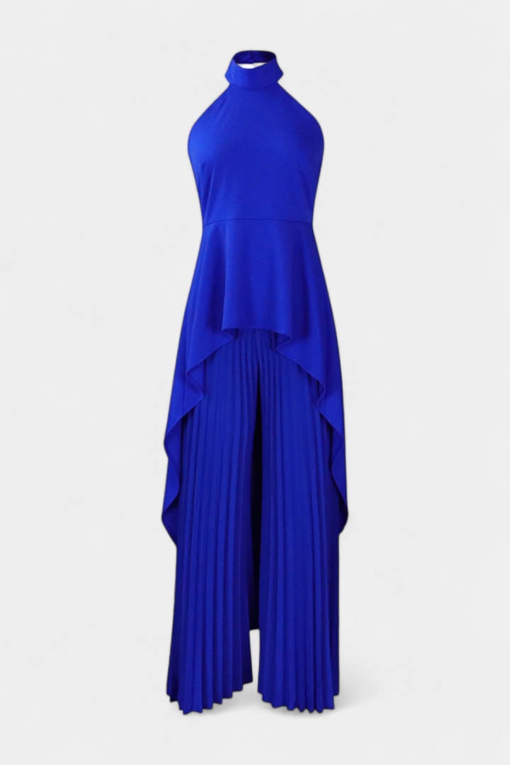 Chrysoula Asymmetrical Sleeveless Outfit with Pleated Trousers